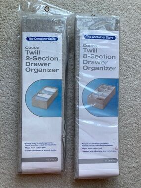 The Container Store bundle of two cocoa twill section drawer organizers